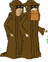 Image of two quarrymen, wearing robes